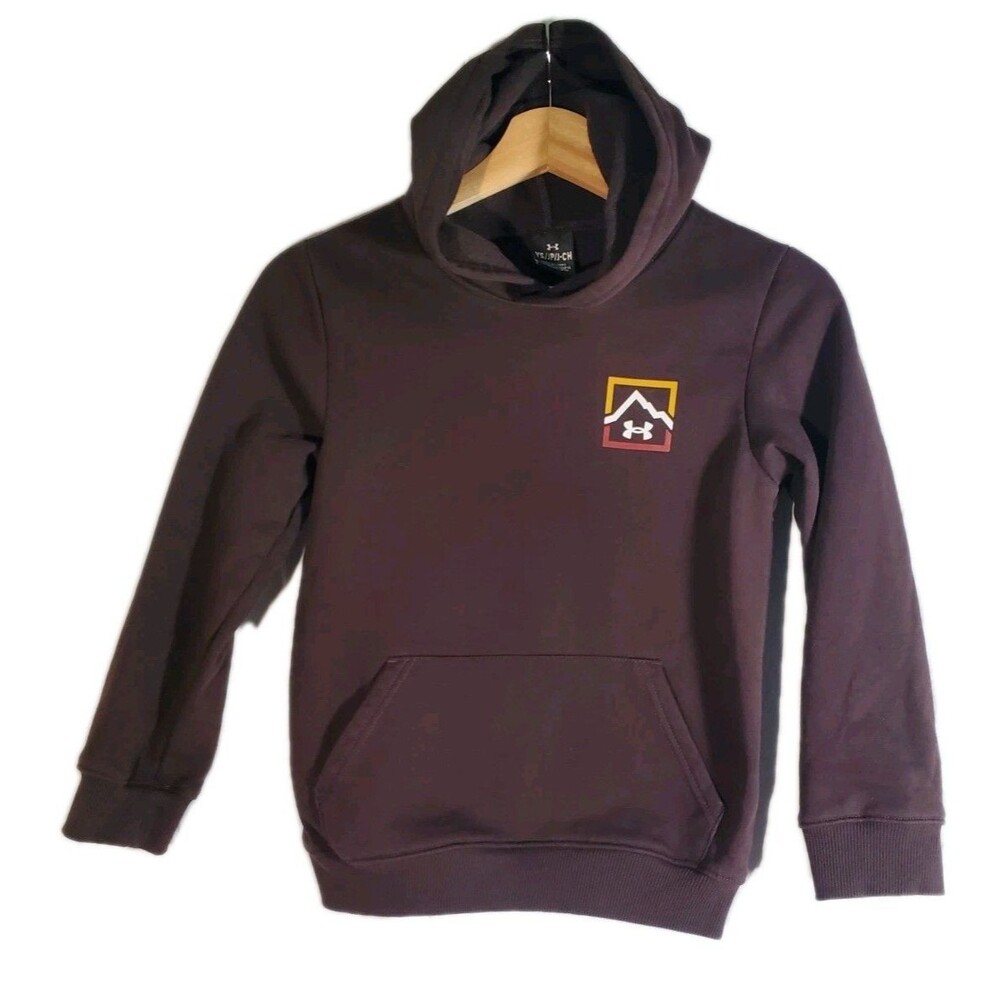Under Armour Gorpcore Maroon Fleece‎ Hoodie Graphic Logo Youth Small